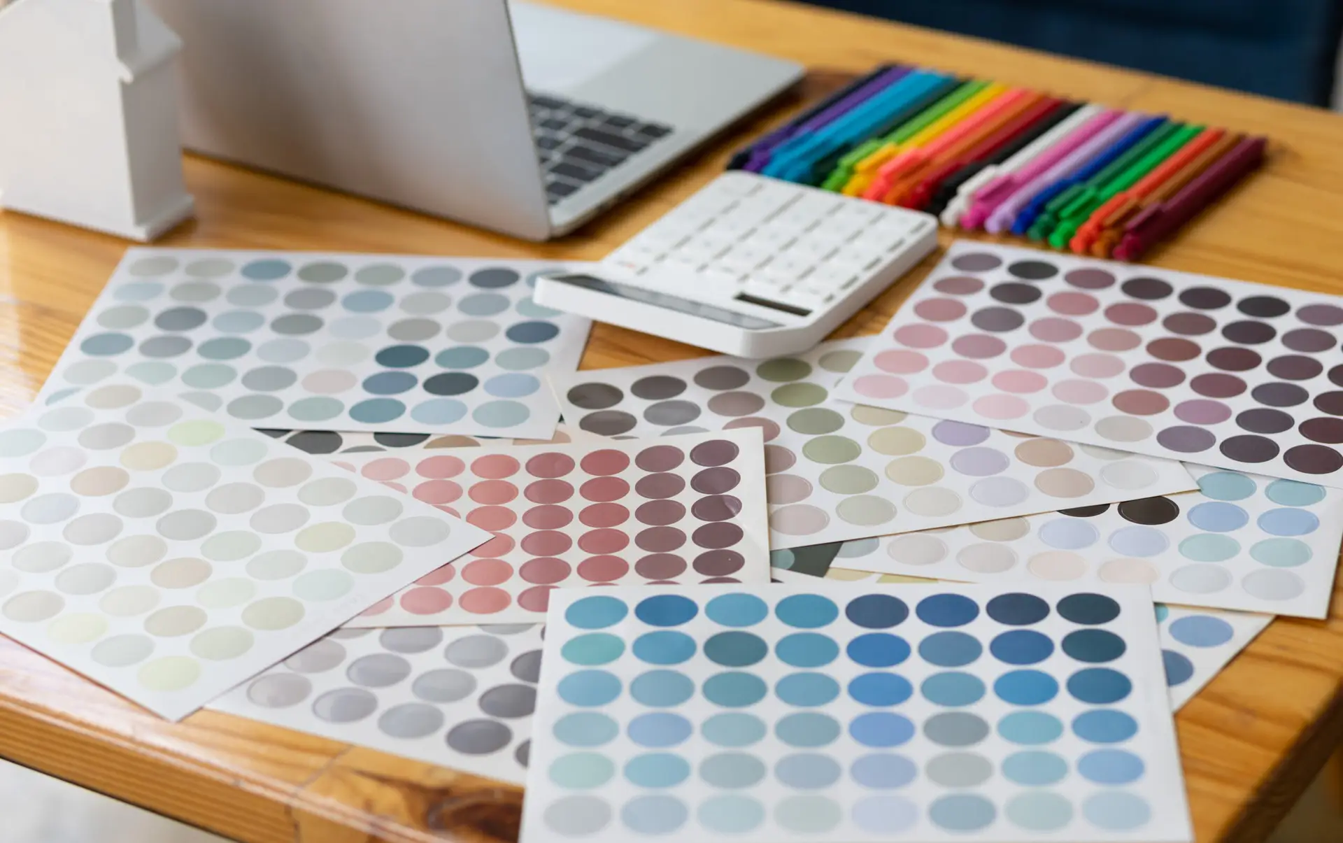 Color swatches on desk